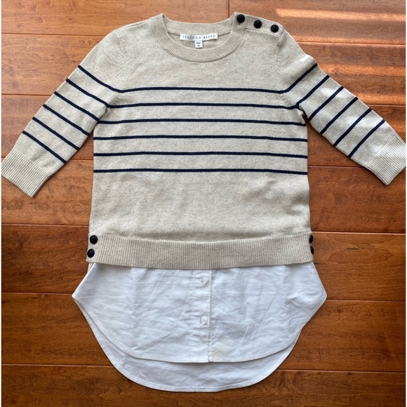 Veronica Beard Knot Mariner ivory and black striped sweater - Picture 1 of 4